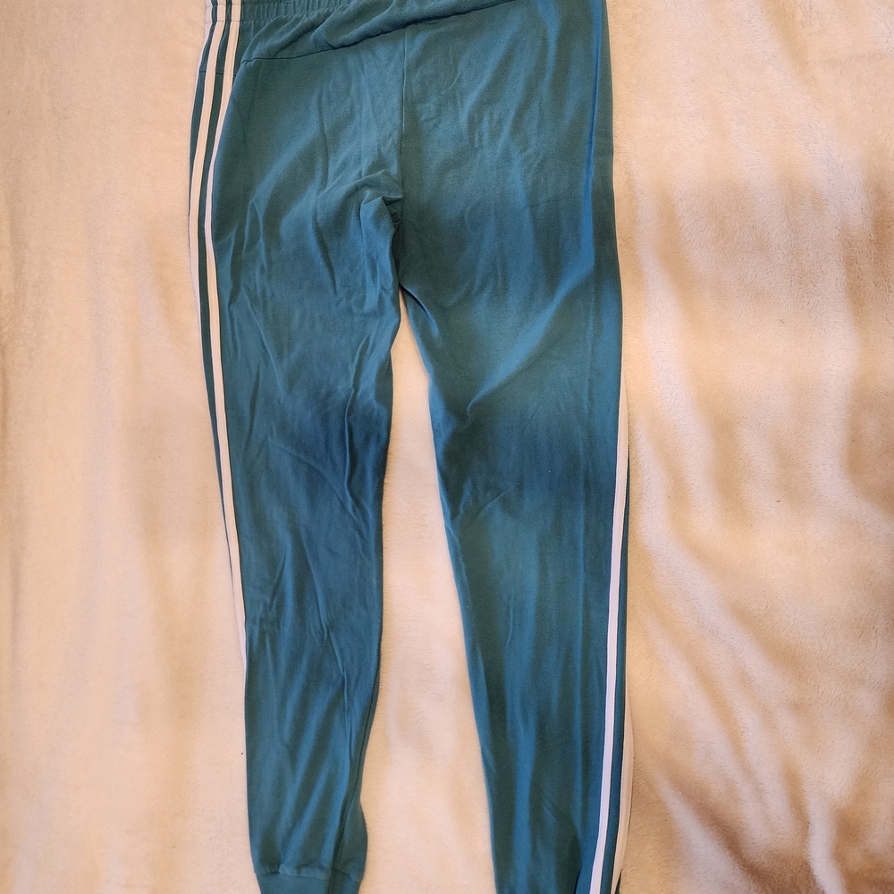 Adidas Womens Medium Teal Joggers Track Pants with Side Stripes - Picture 2 of 5